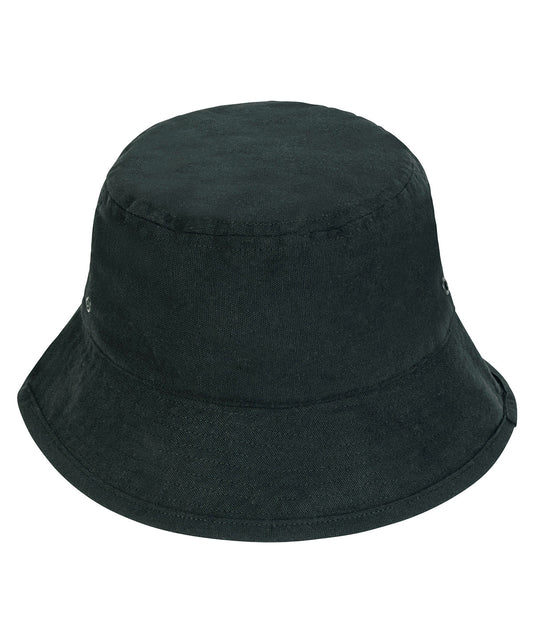 Tryck din logga på Hattar från Stanley/Stella - Anpassa Bucket-hatt med metallöglor i färgen Svart för företag, föreningar och privatpersoner