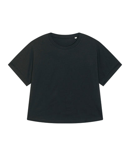 Tryck din logga på T-shirts från Stanley/Stella - Anpassa Stella Collider Överdimensionerad T-shirt – Dam i färgen Svart för företag, föreningar och privatpersoner