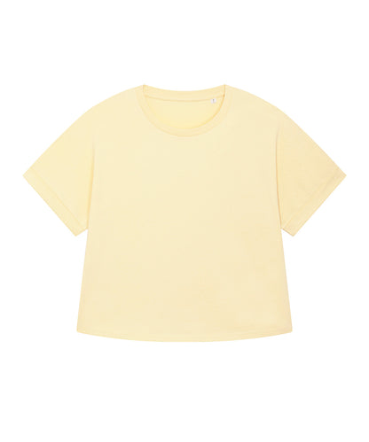 Tryck din logga på T-shirts från Stanley/Stella - Anpassa Stella Collider Överdimensionerad T-shirt – Dam i färgen Ljusgul för företag, föreningar och privatpersoner