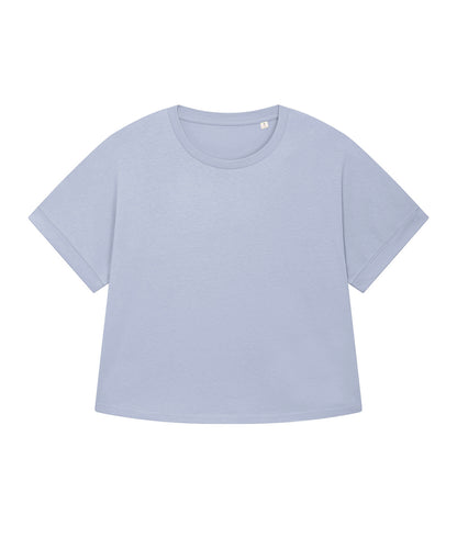 Tryck din logga på T-shirts från Stanley/Stella - Anpassa Stella Collider Överdimensionerad T-shirt – Dam i färgen Ljusblå för företag, föreningar och privatpersoner