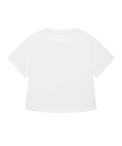 Tryck din logga på T-shirts från Stanley/Stella - Anpassa Stella Collider Överdimensionerad T-shirt – Dam i färgen Vit för företag, föreningar och privatpersoner
