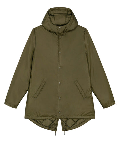Tryck din logga på Jackor från Stanley/Stella - Anpassa Vadderad parkasjacka för unisex i färgen Khaki för företag, föreningar och privatpersoner