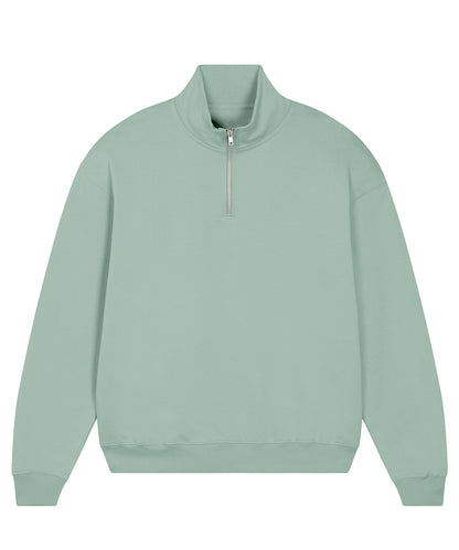 Tryck din logga på Sweatshirts från Stanley/Stella - Anpassa Stanley Stella - Unisex Miller Dry Tröja med 1/4 dragkedja i färgen Ljusgrön för företag, föreningar och privatpersoner