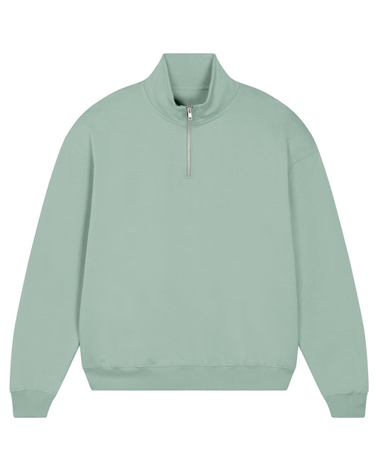 Tryck din logga på Sweatshirts från Stanley/Stella - Anpassa Stanley Stella - Unisex Miller Dry Tröja med 1/4 dragkedja i färgen Ljusgrön för företag, föreningar och privatpersoner