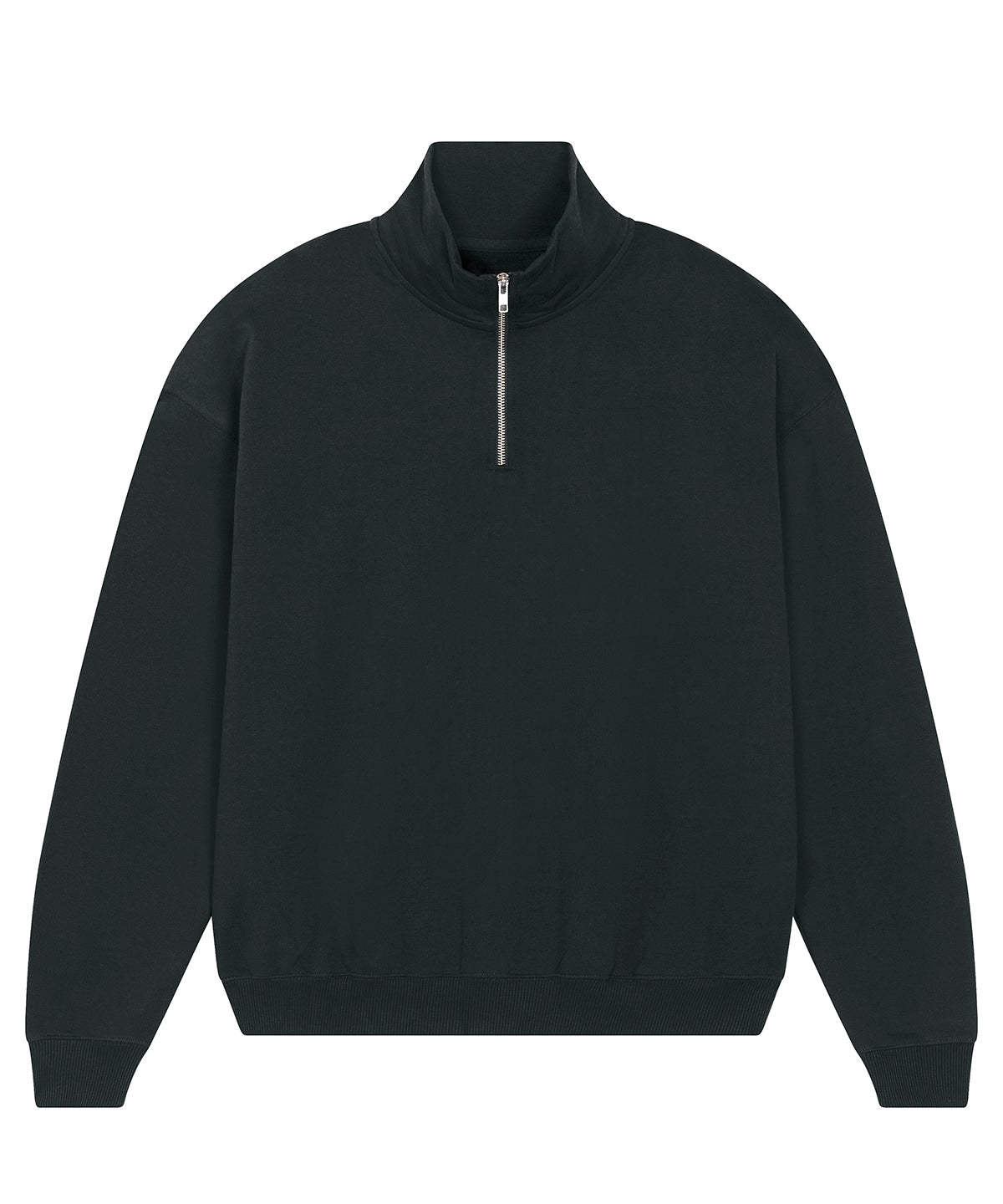 Tryck din logga på Sweatshirts från Stanley/Stella - Anpassa Stanley Stella - Unisex Miller Dry Tröja med 1/4 dragkedja i färgen Svart för företag, föreningar och privatpersoner