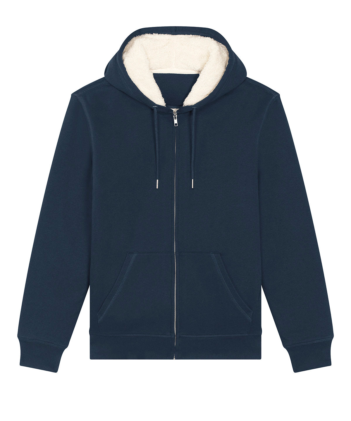 Tryck din logga på Hoodies från Stanley/Stella - Anpassa Stanley Stella - Hygger Sherpa Sweatshirt i färgen Marinblå för företag, föreningar och privatpersoner