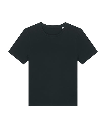 Tryck din logga på T-shirts från Stanley/Stella - Anpassa Stella Ella Figursydd T-shirt – Dam i färgen Svart för företag, föreningar och privatpersoner