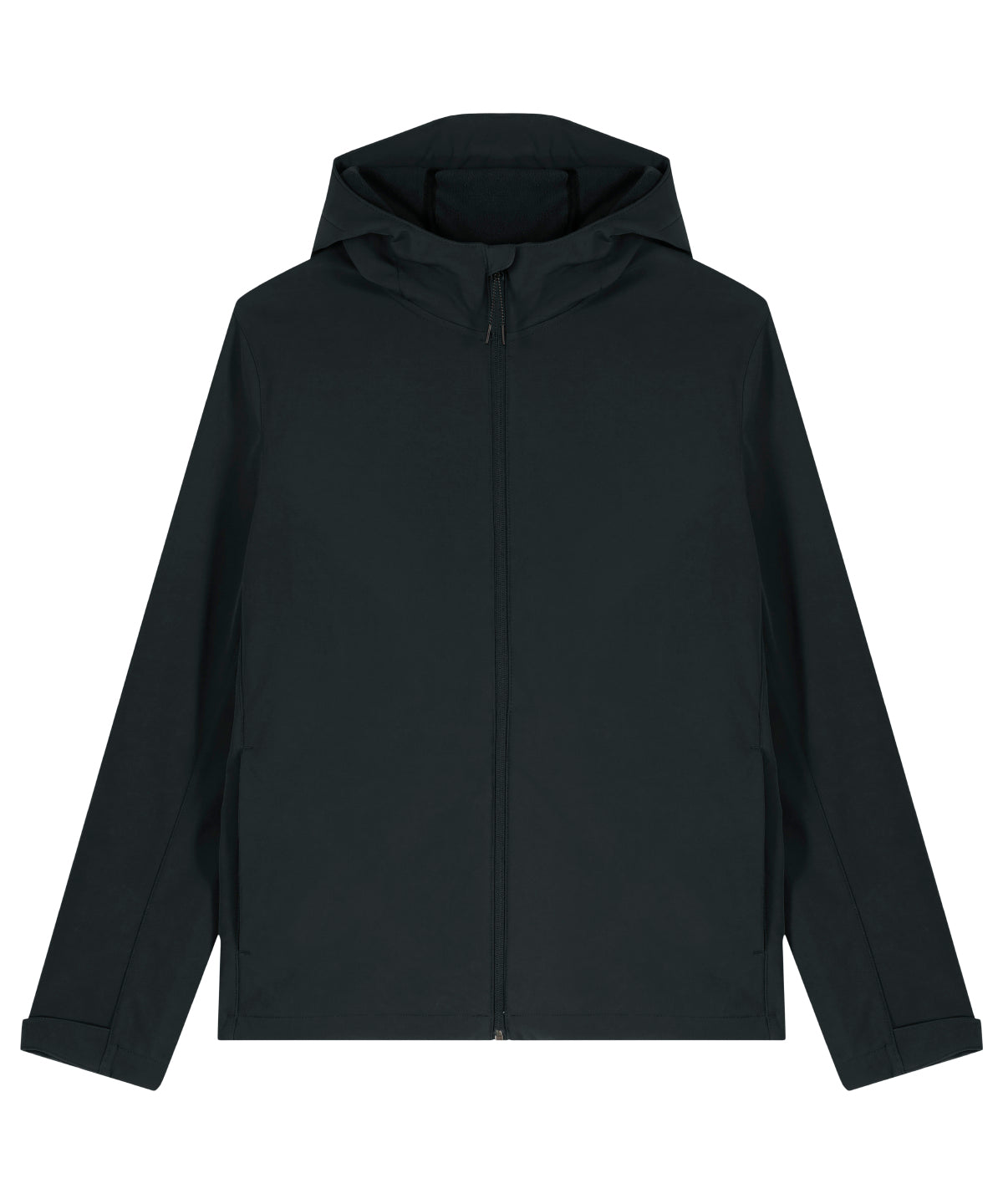 Tryck din logga på Softshelljackor från Stanley/Stella - Anpassa Stanley Discoverer softshell med huva i färgen Svart för företag, föreningar och privatpersoner