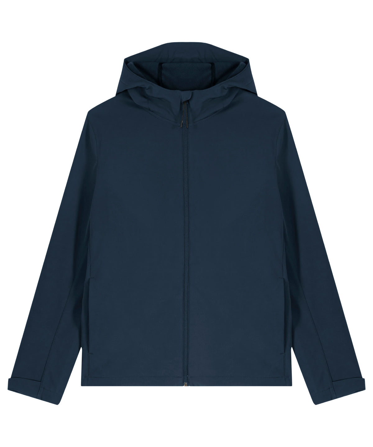 Tryck din logga på Softshelljackor från Stanley/Stella - Anpassa Stanley Discoverer softshell med huva i färgen Marinblå för företag, föreningar och privatpersoner