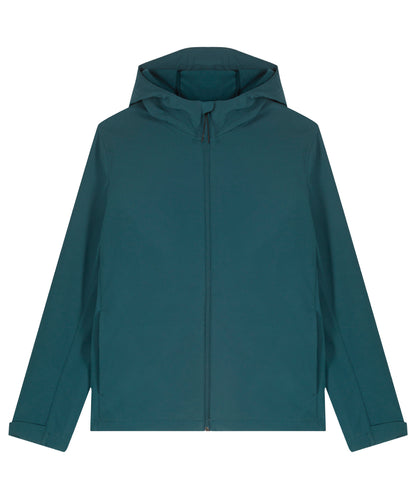 Tryck din logga på Softshelljackor från Stanley/Stella - Anpassa Stanley Discoverer softshell med huva i färgen Mörkblå för företag, föreningar och privatpersoner