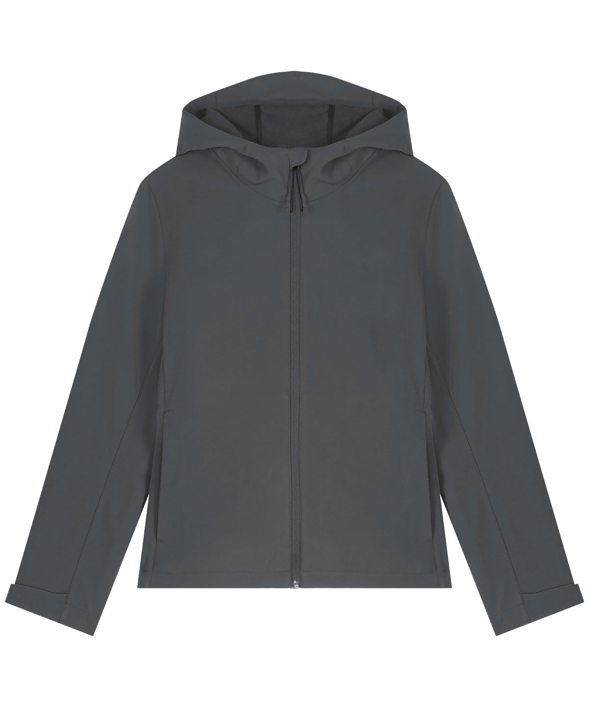 Tryck din logga på Softshelljackor från Stanley/Stella - Anpassa Dam Stella Discoverer softshell med huva i färgen Mörkgrå för företag, föreningar och privatpersoner