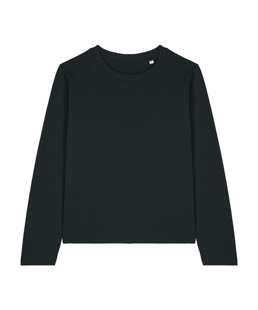 Tryck din logga på T-shirts från Stanley/Stella - Anpassa Stella Muser Långärmad T-shirt – Dam i färgen Svart för företag, föreningar och privatpersoner