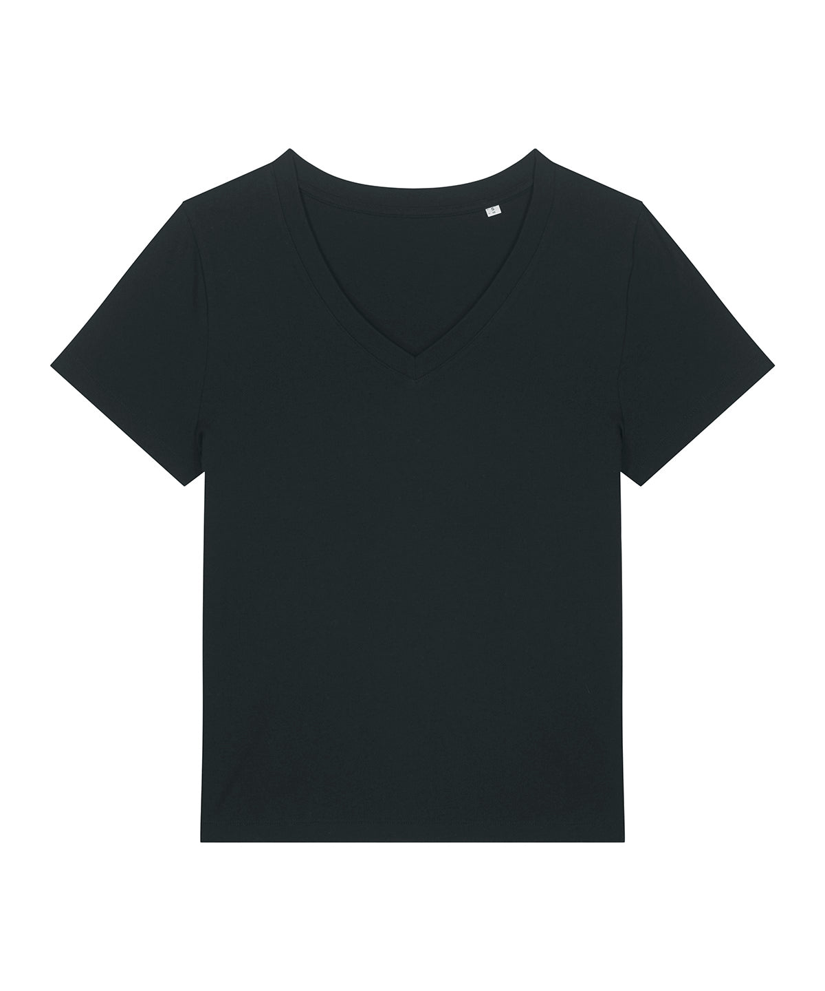 Tryck din logga på T-shirts från Stanley/Stella - Anpassa Stella Isla V-neck T-shirt – Dam i färgen Svart för företag, föreningar och privatpersoner