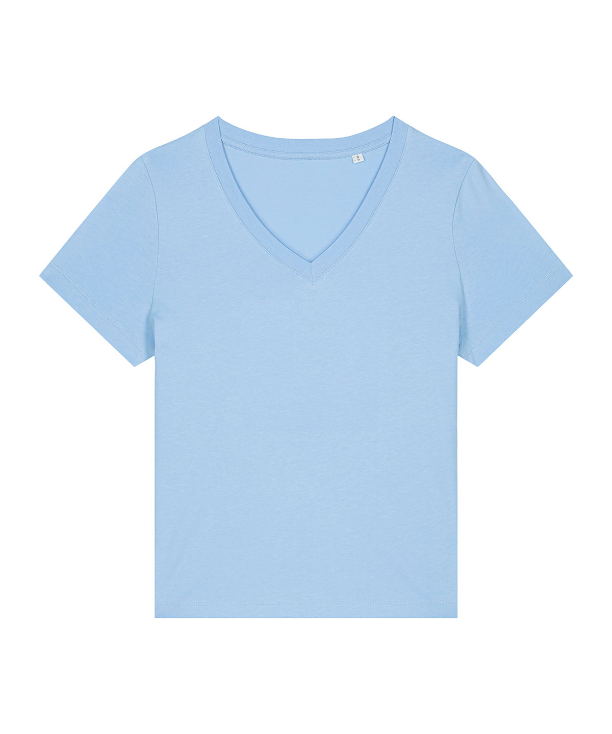 Tryck din logga på T-shirts från Stanley/Stella - Anpassa Stella Isla V-neck T-shirt – Dam i färgen Ljusblå för företag, föreningar och privatpersoner