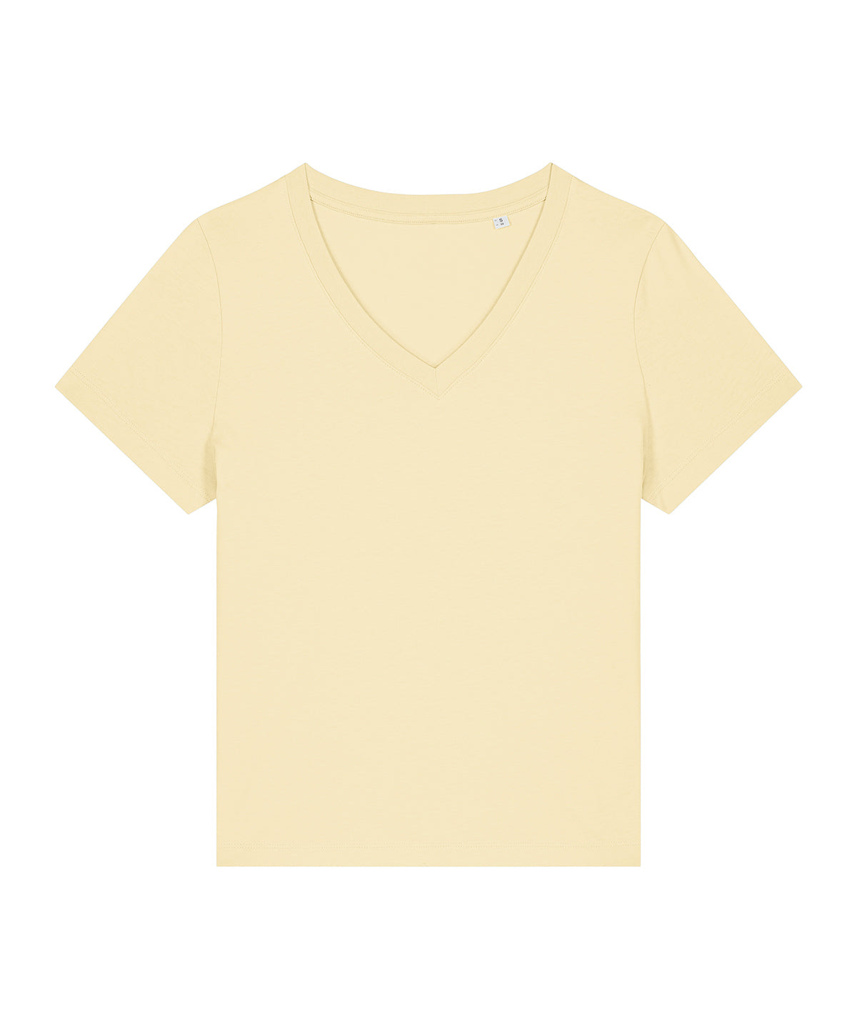 Tryck din logga på T-shirts från Stanley/Stella - Anpassa Stella Isla V-neck T-shirt – Dam i färgen Ljusgul för företag, föreningar och privatpersoner