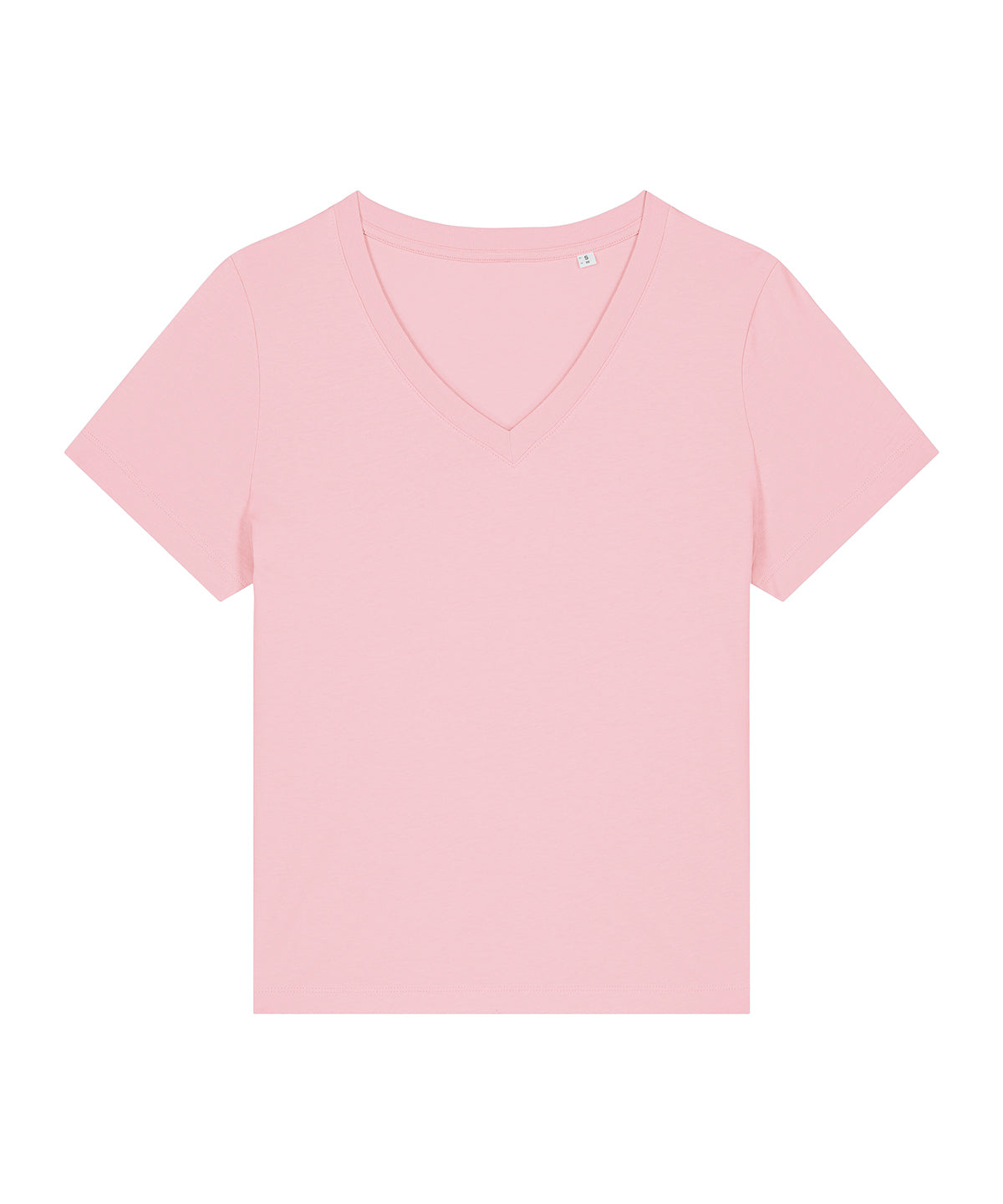 Tryck din logga på T-shirts från Stanley/Stella - Anpassa Stella Isla V-neck T-shirt – Dam i färgen Ljusrosa för företag, föreningar och privatpersoner
