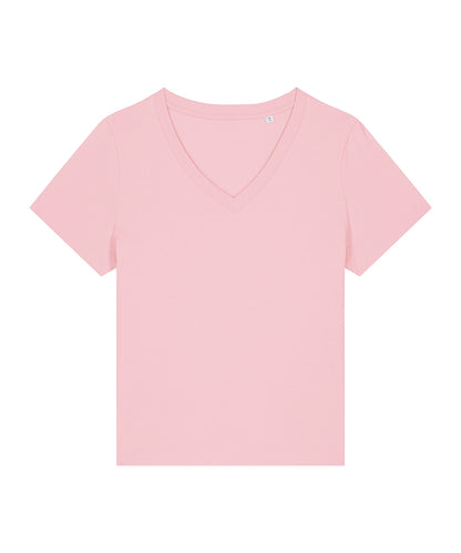 Tryck din logga på T-shirts från Stanley/Stella - Anpassa Stella Isla V-neck T-shirt – Dam i färgen Ljusrosa för företag, föreningar och privatpersoner