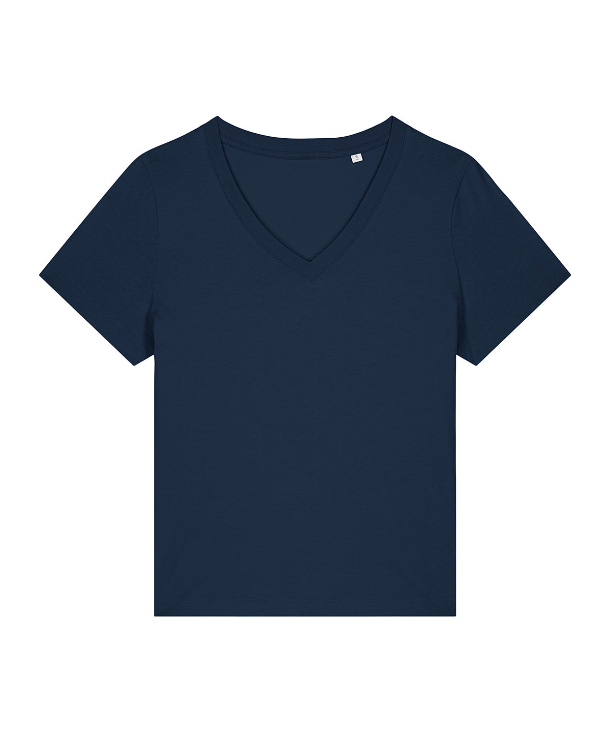 Tryck din logga på T-shirts från Stanley/Stella - Anpassa Stella Isla V-neck T-shirt – Dam i färgen Marinblå för företag, föreningar och privatpersoner