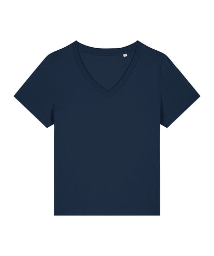 Tryck din logga på T-shirts från Stanley/Stella - Anpassa Stella Isla V-neck T-shirt – Dam i färgen Marinblå för företag, föreningar och privatpersoner