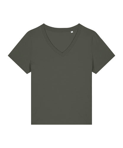 Tryck din logga på T-shirts från Stanley/Stella - Anpassa Stella Isla V-neck T-shirt – Dam i färgen Khaki för företag, föreningar och privatpersoner