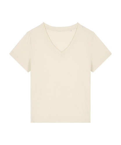 Tryck din logga på T-shirts från Stanley/Stella - Anpassa Stella Isla V-neck T-shirt – Dam i färgen Naturligt för företag, föreningar och privatpersoner