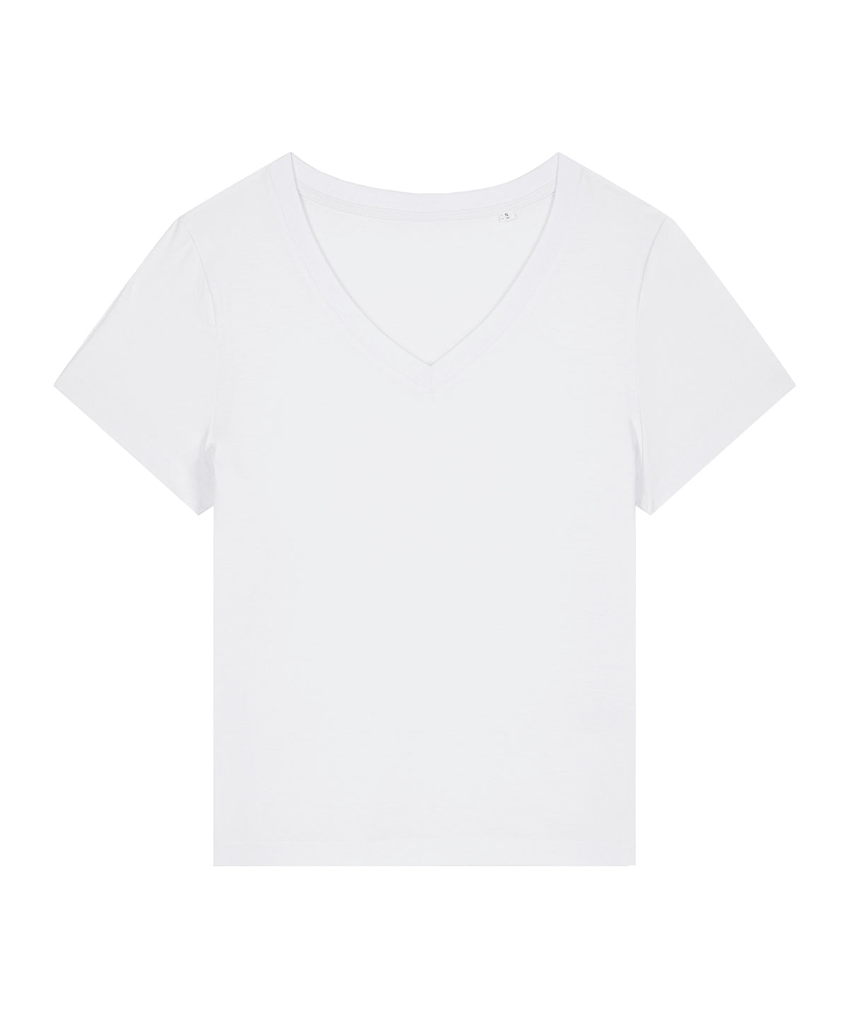 Tryck din logga på T-shirts från Stanley/Stella - Anpassa Stella Isla V-neck T-shirt – Dam i färgen Vit för företag, föreningar och privatpersoner