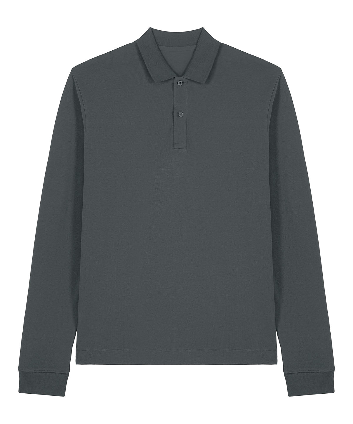 Tryck din logga på Piké från Stanley/Stella - Anpassa Stanley/Stella Prepster 2.0 Long Sleeve Polo - Unisex i färgen Mörkgrå för företag, föreningar och privatpersoner
