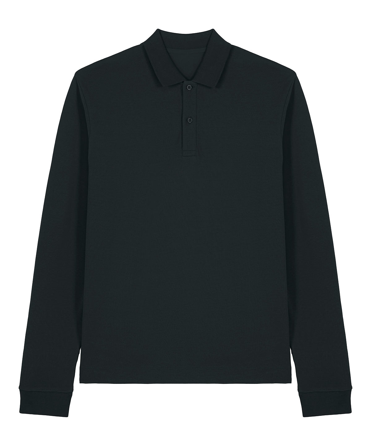 Tryck din logga på Piké från Stanley/Stella - Anpassa Stanley/Stella Prepster 2.0 Long Sleeve Polo - Unisex i färgen Svart för företag, föreningar och privatpersoner