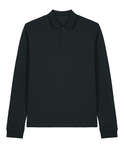 Tryck din logga på Piké från Stanley/Stella - Anpassa Stanley/Stella Prepster 2.0 Long Sleeve Polo - Unisex i färgen Svart för företag, föreningar och privatpersoner