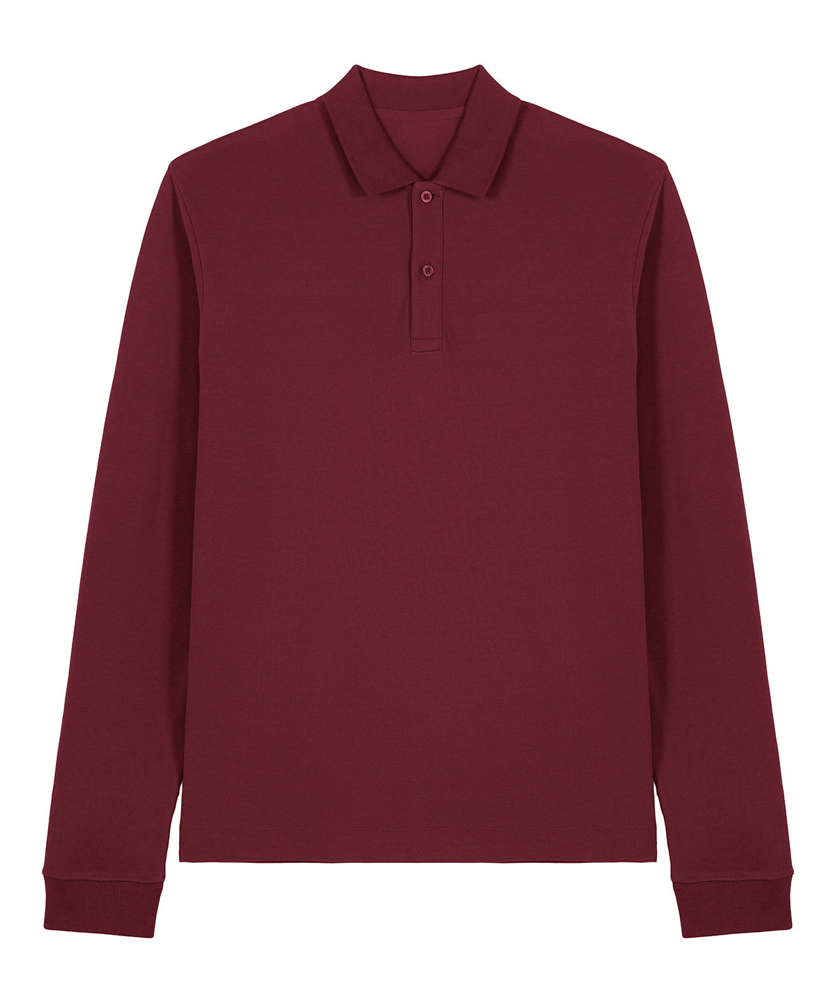 Tryck din logga på Piké från Stanley/Stella - Anpassa Stanley/Stella Prepster 2.0 Long Sleeve Polo - Unisex i färgen Burgundy för företag, föreningar och privatpersoner