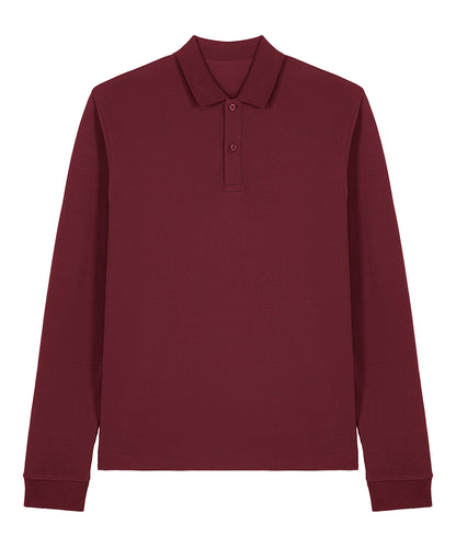 Tryck din logga på Piké från Stanley/Stella - Anpassa Stanley/Stella Prepster 2.0 Long Sleeve Polo - Unisex i färgen Burgundy för företag, föreningar och privatpersoner