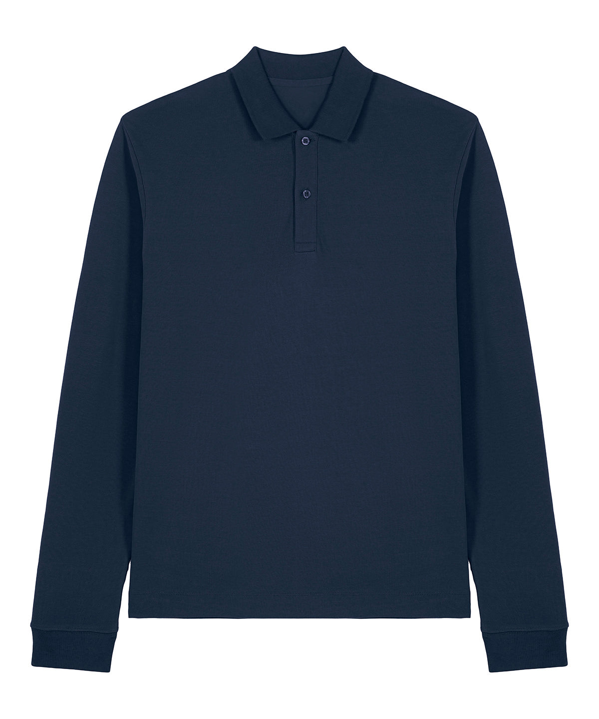 Tryck din logga på Piké från Stanley/Stella - Anpassa Stanley/Stella Prepster 2.0 Long Sleeve Polo - Unisex i färgen Marinblå för företag, föreningar och privatpersoner