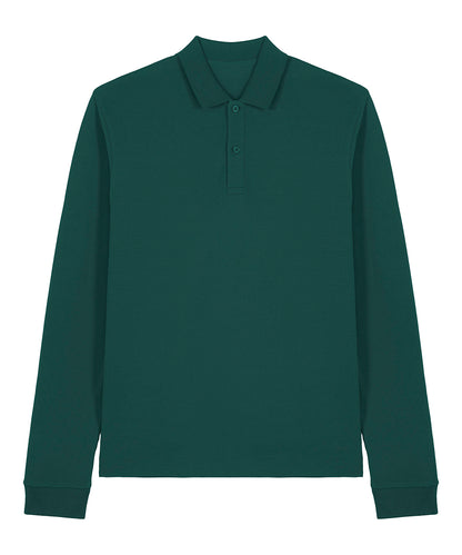 Tryck din logga på Piké från Stanley/Stella - Anpassa Stanley/Stella Prepster 2.0 Long Sleeve Polo - Unisex i färgen Mörkgrön för företag, föreningar och privatpersoner