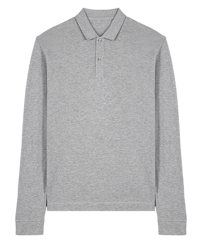Tryck din logga på Piké från Stanley/Stella - Anpassa Stanley/Stella Prepster 2.0 Long Sleeve Polo - Unisex i färgen Mellangrå för företag, föreningar och privatpersoner