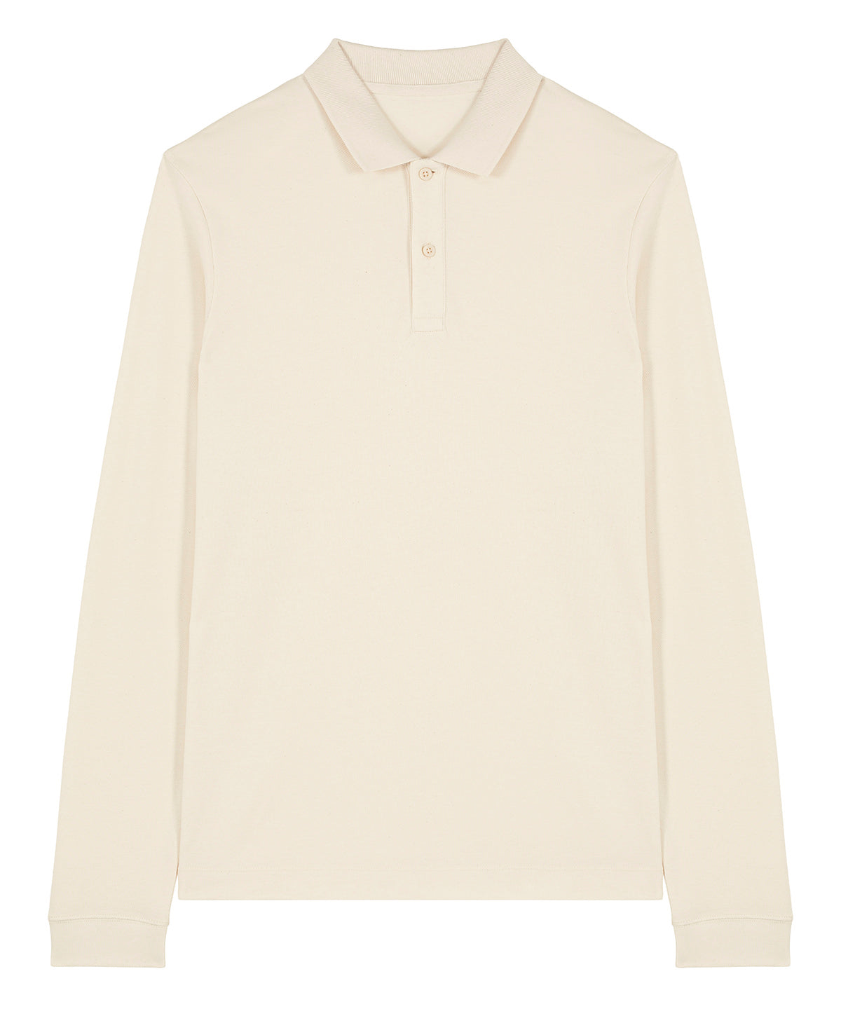 Tryck din logga på Piké från Stanley/Stella - Anpassa Stanley/Stella Prepster 2.0 Long Sleeve Polo - Unisex i färgen Naturligt för företag, föreningar och privatpersoner