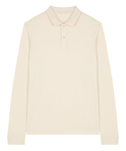 Tryck din logga på Piké från Stanley/Stella - Anpassa Stanley/Stella Prepster 2.0 Long Sleeve Polo - Unisex i färgen Naturligt för företag, föreningar och privatpersoner