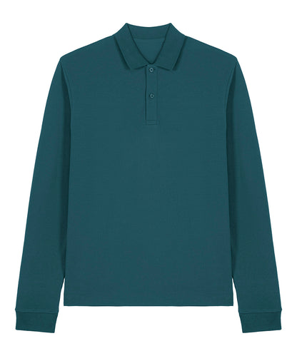 Tryck din logga på Piké från Stanley/Stella - Anpassa Stanley/Stella Prepster 2.0 Long Sleeve Polo - Unisex i färgen Teal för företag, föreningar och privatpersoner