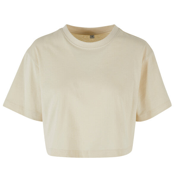 Tryck din logga på från Impala Print Shop - Anpassa BUILD YOUR BRAND Women’s short oversized tee BY264 i färgen Natural för företag, föreningar och privatpersoner