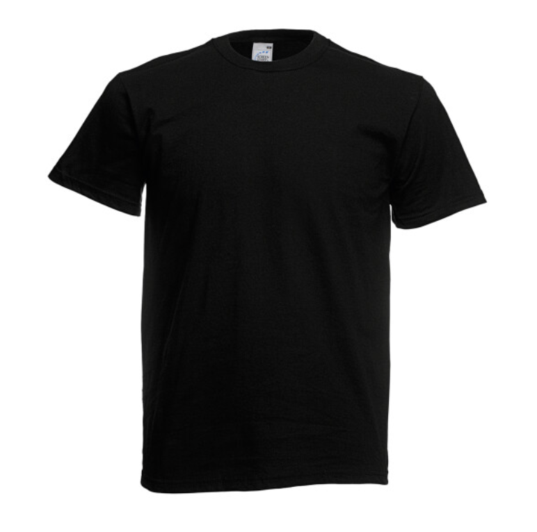 Tryck din logga på T-shirts design från Fruit of the Loom - Anpassa Fruit of the Loom Original T – Klassisk T-shirt för Vardag och Tryck i färgen Svart för företag, föreningar och privatpersoner