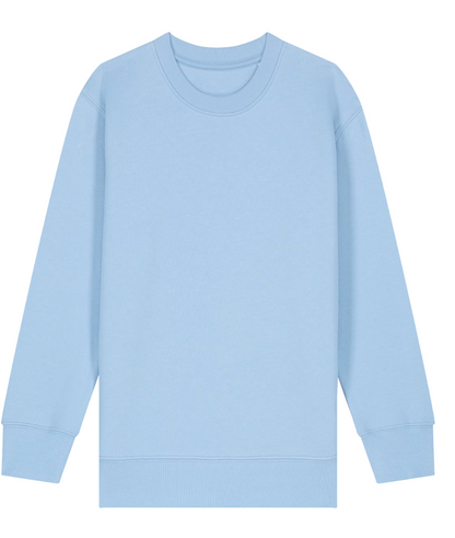 Tryck din logga på Sweatshirts från Stanley/Stella - Anpassa Stanley Stella - Barn mini Scouter sweatshirt med rund hals och ikonisk design i färgen Mellanblå för företag, föreningar och privatpersoner