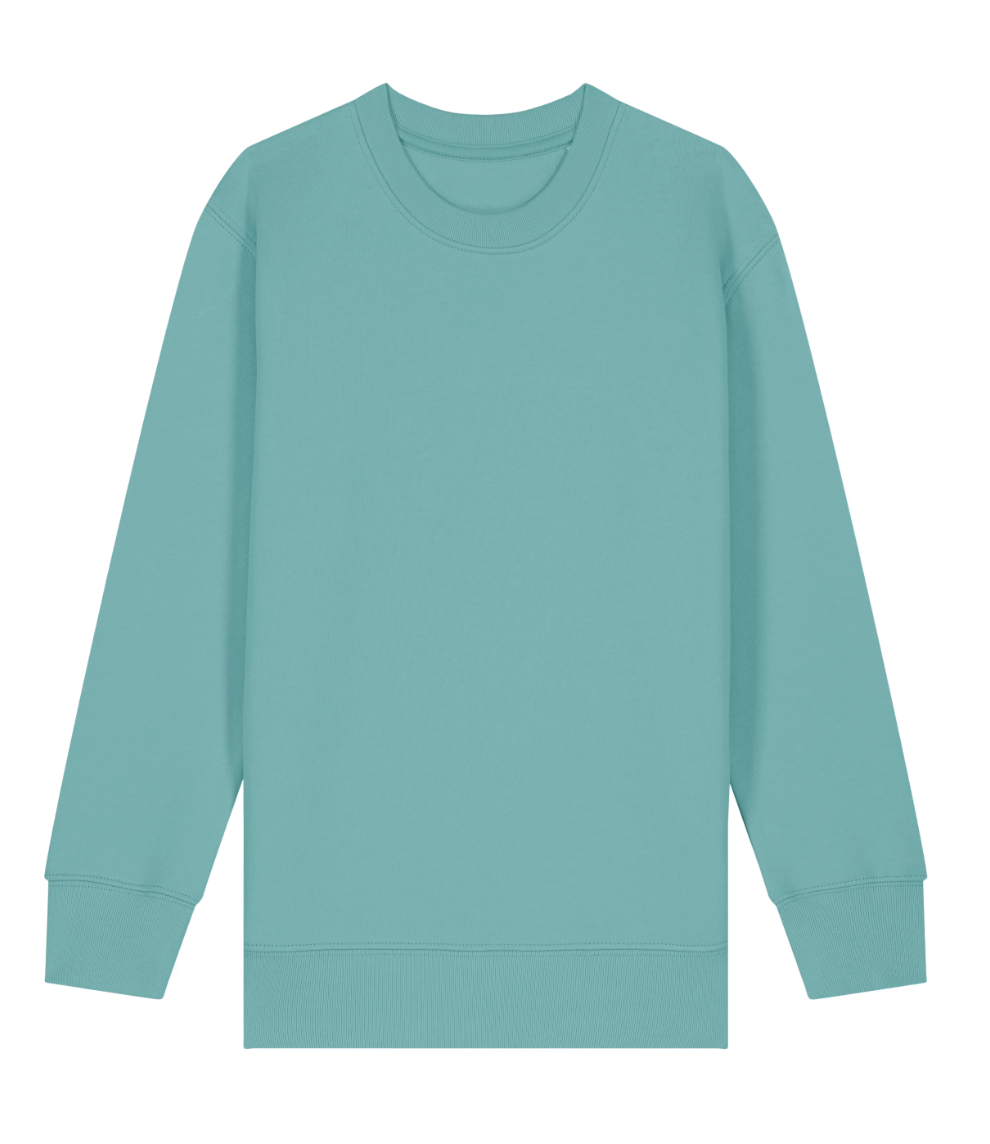Tryck din logga på Sweatshirts från Stanley/Stella - Anpassa Stanley Stella - Barn mini Scouter sweatshirt med rund hals och ikonisk design i färgen Mellan grön för företag, föreningar och privatpersoner