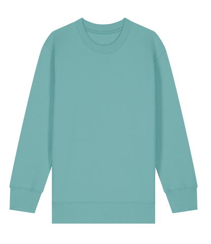 Tryck din logga på Sweatshirts från Stanley/Stella - Anpassa Stanley Stella - Barn mini Scouter sweatshirt med rund hals och ikonisk design i färgen Mellan grön för företag, föreningar och privatpersoner