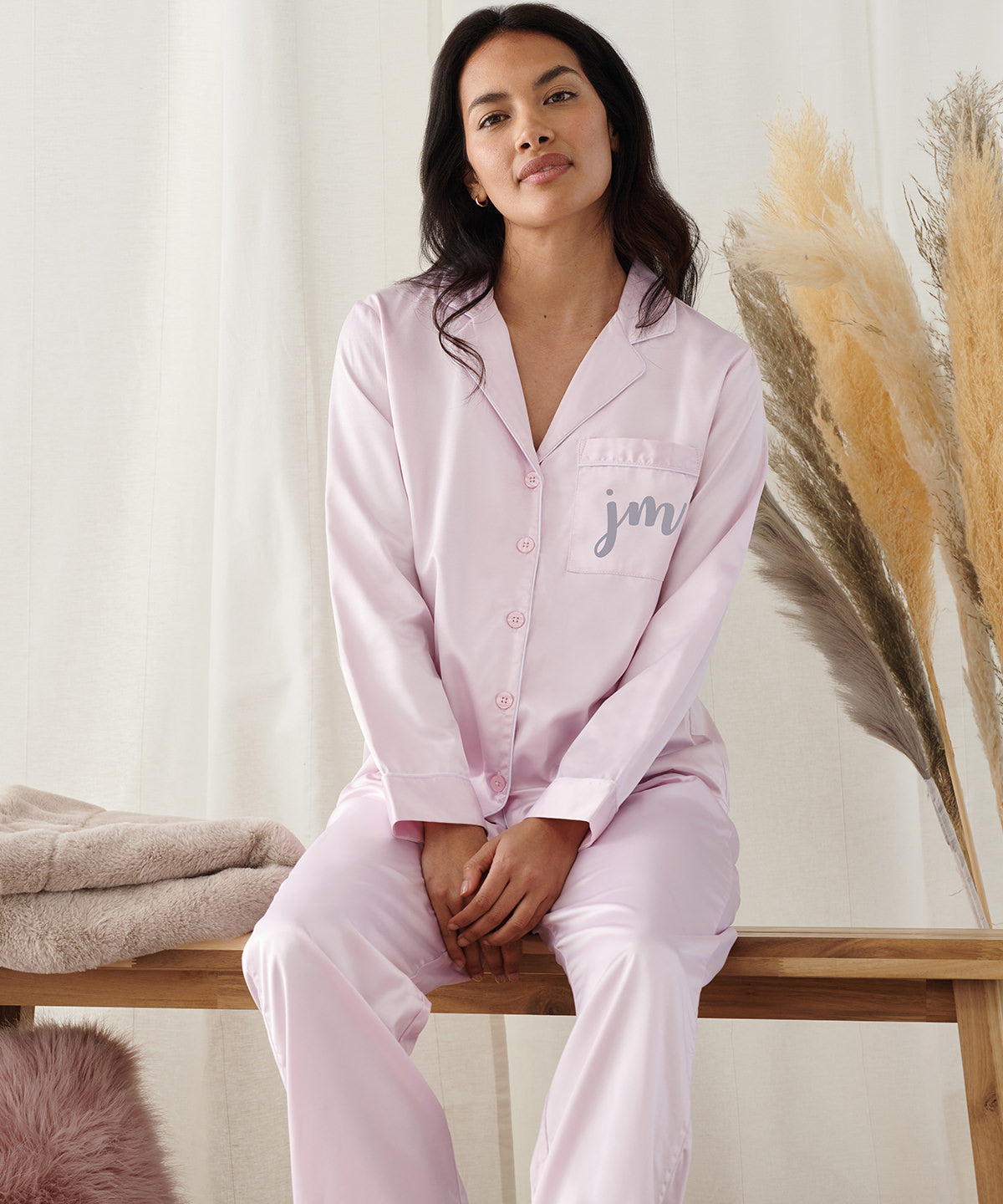 Tryck din logga på Pyjamas från Towel City - Anpassa Lång pyjamas i satin för damer i färgen för företag, föreningar och privatpersoner