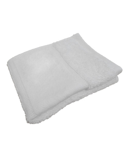 Tryck din logga på Handdukar från Towel City - Anpassa Ekologisk gästhandduk med tryckbar kant i färgen Vit One Size för företag, föreningar och privatpersoner