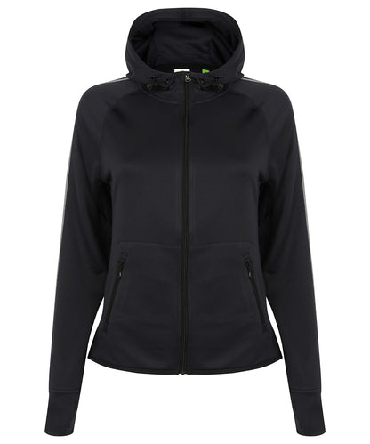 Tryck din logga på Hoodies från Tombo - Anpassa Luvtröja för damer med reflekterande tejp i färgen Svart för företag, föreningar och privatpersoner