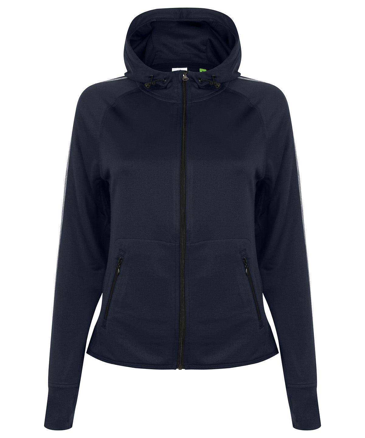 Tryck din logga på Hoodies från Tombo - Anpassa Luvtröja för damer med reflekterande tejp i färgen Marinblå för företag, föreningar och privatpersoner