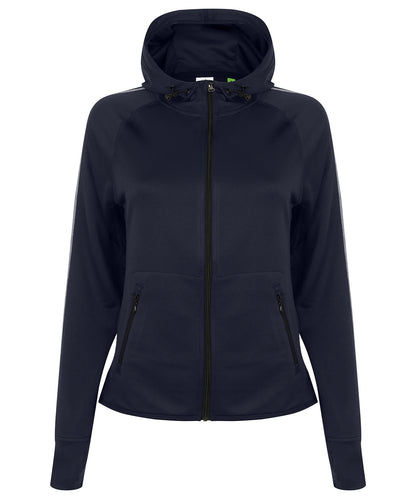 Tryck din logga på Hoodies från Tombo - Anpassa Luvtröja för damer med reflekterande tejp i färgen Marinblå för företag, föreningar och privatpersoner