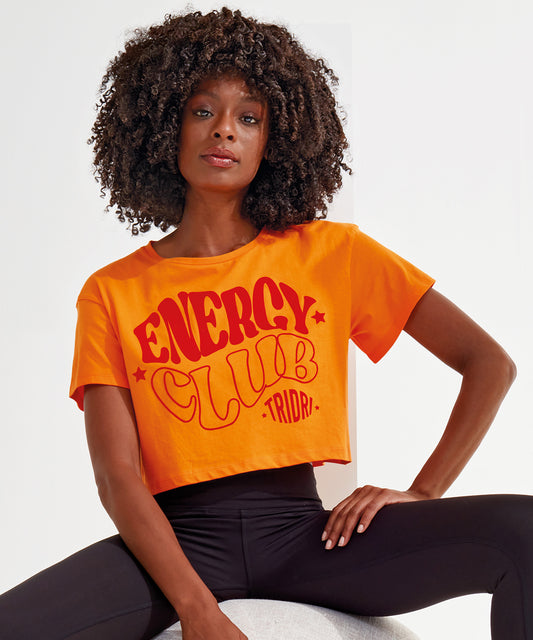 Tryck din logga på T-shirts från TriDri - Anpassa TriDri crop top för damer i färgen för företag, föreningar och privatpersoner
