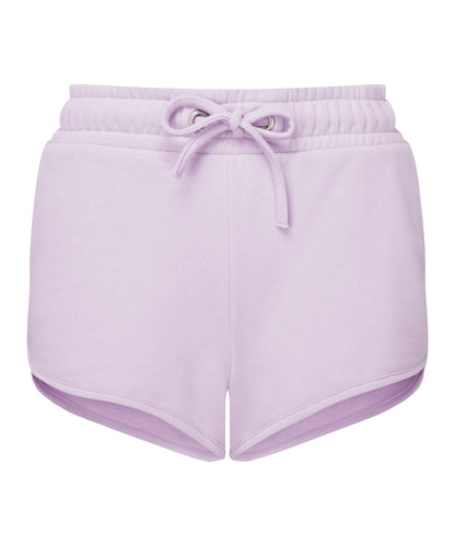 Tryck din logga på Shorts från TriDri - Anpassa Dam TriDri återvunnen retro joggingshorts i färgen Ljus lila för företag, föreningar och privatpersoner