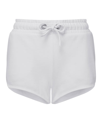 Tryck din logga på Shorts från TriDri - Anpassa Dam TriDri återvunnen retro joggingshorts i färgen Vit för företag, föreningar och privatpersoner